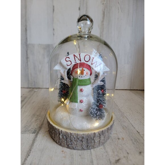 Snow globe snowman light up tree Xmas glitter decor figure unique - Picture 2 of 7